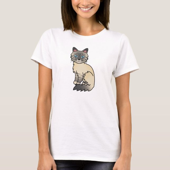 Camiseta Gato Birman / Ragdoll Tabby Prateado (Frente)