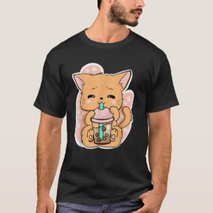 Camiseta Gato Boba Tea Bubble Tea Anime Kawaii Neko de graç
