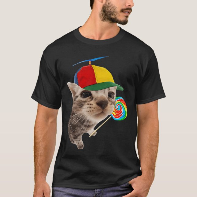Camiseta Gato Bobo com Amigo Meme de Pirulito (Frente)