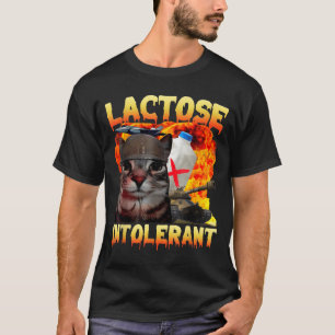 Camiseta Gato Bobo Intolerante à Lactose Meme Dito Divertid
