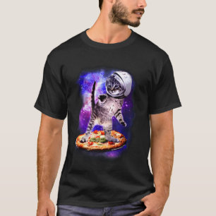 Camiseta Gato Bobo Voando Espaço Astronauta Gatinho Pizza &