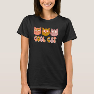 Camiseta Gato Boho Retro Legal Com Óculos Groovy