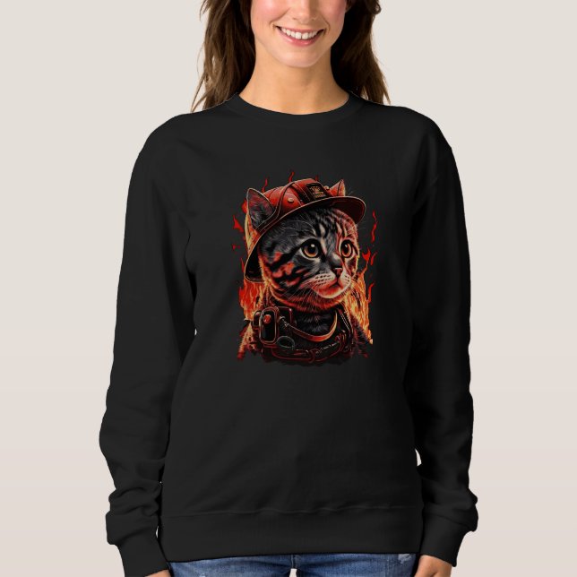 Camiseta Gato Bombeiro Kitten Capacete de Bombeiro  (Frente)