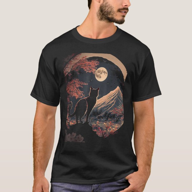 Camiseta Gato bonitinho do Aestético Sakura Cherry Blossoms (Frente)