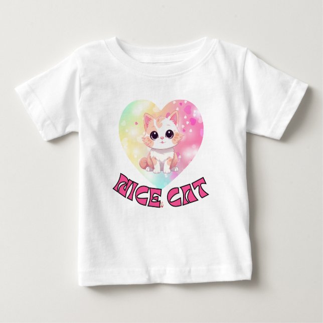 Camiseta Gato bonito com bebê (Frente)