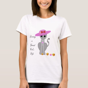 Camiseta Gato bonito com chapéu