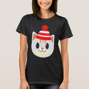 Camiseta Gato Bonito Com Lã De Beanie Beany Aquecida Invern