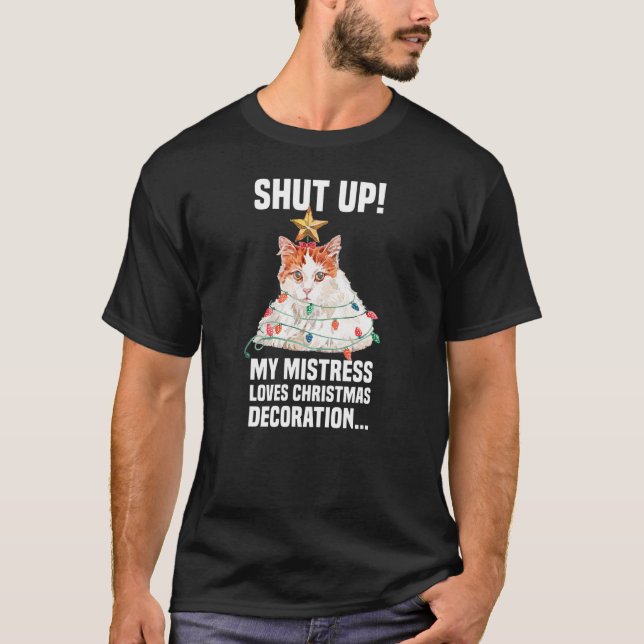 Camiseta Gato bonito com luzes de fada cala a decoração (Frente)
