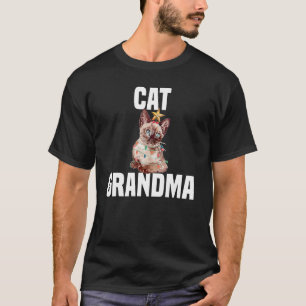 Camiseta Gato bonito com luzes de fadas vovó