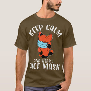 Camiseta Gato Bonito Com Máscara Mantenha Calma E Vista Um