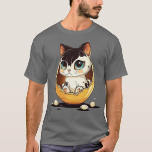Camiseta Gato Bonito com olhos grandes no ovo