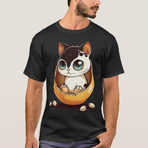 Camiseta Gato Bonito com olhos grandes no ovo 1