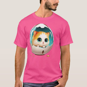 Camiseta Gato Bonito com olhos grandes no ovo 3