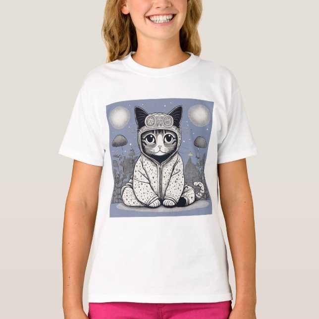 Camiseta Gato Bonito com Pajama (Frente)
