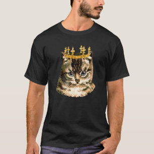 Camiseta Gato Bonito Com Rainha Coroa Para Gatinho De Arte