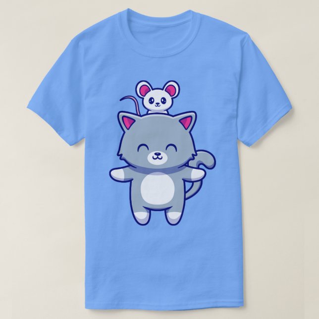 Camiseta Gato Bonito Com Rato Gelado (Frente do Design)