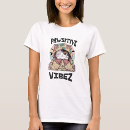 Camiseta Gato bonito com um Hoodie: 'design VIBEZ PAWSITIVO