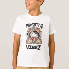 Camiseta Gato bonito com um Hoodie: 'design VIBEZ PAWSITIVO