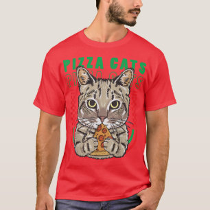 Camiseta Gato Bonito Comendo Pizza Engraçada Pizza Pizza Am
