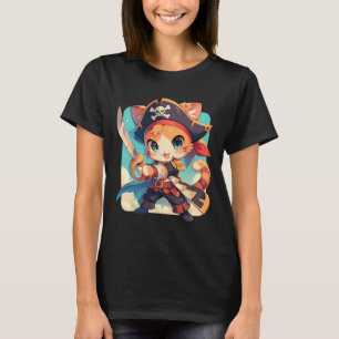 Camiseta Gato Bonito Como Anime Kawaii Pirata