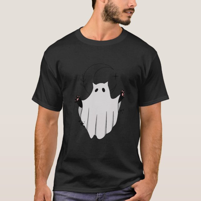Camiseta Gato Bonito Crescente Espessante Lua Negro Engraça (Frente)
