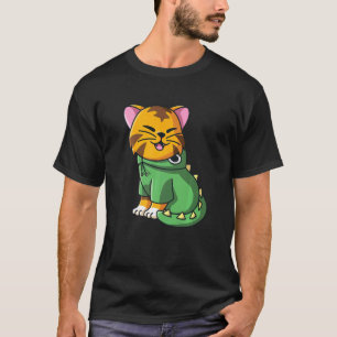 Camiseta Gato Bonito De Dinossauro, Figurino Meninas Menina
