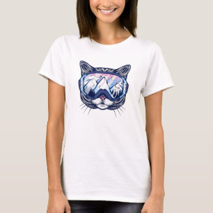 Camiseta Gato bonito de Gatinho com óculos de esqui