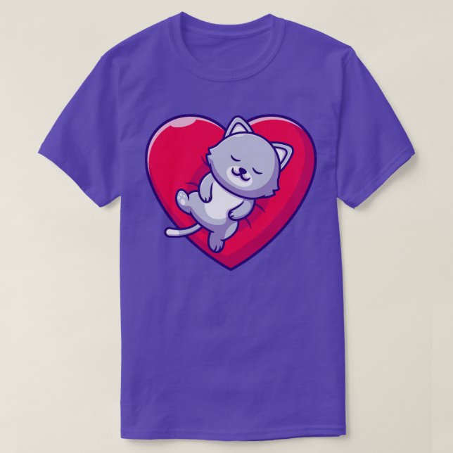 Camiseta Gato Bonito Dormindo Em Cartografia De Travesseiro (Frente do Design)