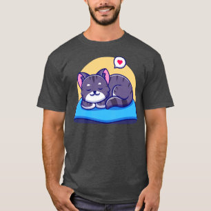 Camiseta Gato Bonito Dormindo Em Cartografia De Travesseiro