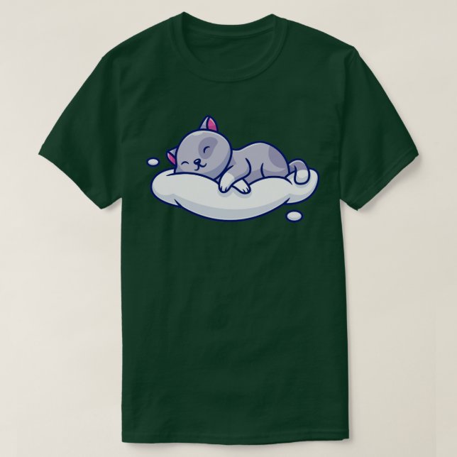Camiseta Gato Bonito Dormindo Na Nuvem (Frente do Design)