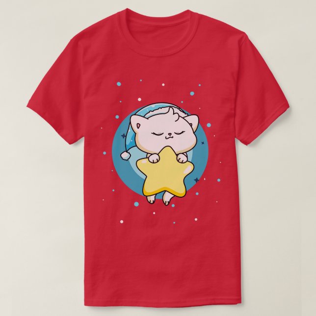 Camiseta Gato Bonito Dormindo Pajama Gatinhos do Sono Crian (Frente do Design)