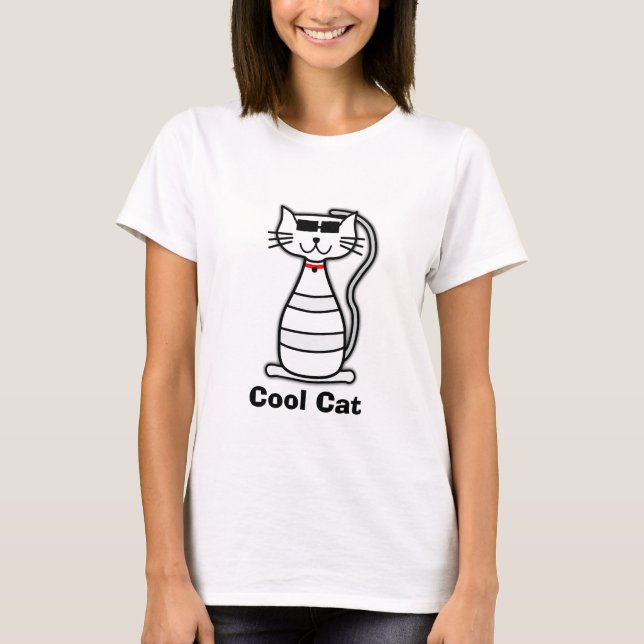 Camiseta Gato bonito dos desenhos animados do gato legal (Frente)