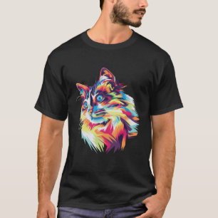 Camiseta gato bonito e colorido para gatos gatinhos olhos a