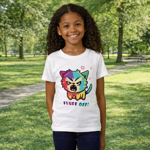 Camiseta Gato bonito e zangado a assombrar o Fluff Off.