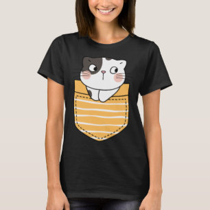 Camiseta Gato Bonito em Bolso Gato Presente Meninos Meninos