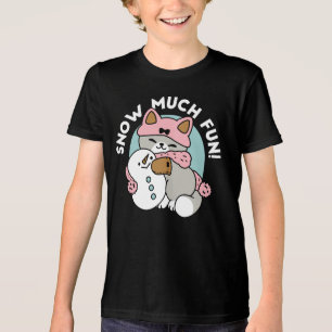 Camiseta Gato Bonito em Neve Gear com Arte Snowman