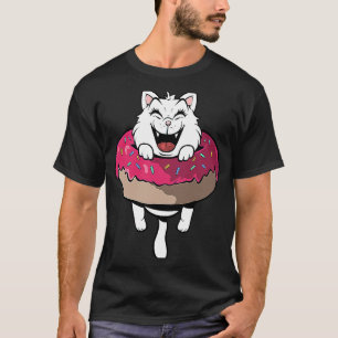 Camiseta Gato bonito em rosquinhas com anel de rosquinha