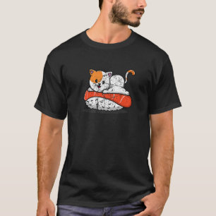 Camiseta Gato Bonito Em Sushi Salmon Japonês Otaku Fans Gir