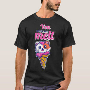 Camiseta Gato Bonito Em Um Cone Você Me Faz Mover Sorvete