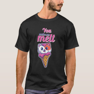 Camiseta Gato Bonito Em Um Cone Você Me Faz Mover Sorvete A