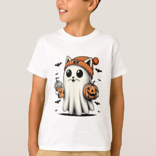 Camiseta Gato Bonito Fantasma Ghost Café Engraçado Ghost Ha