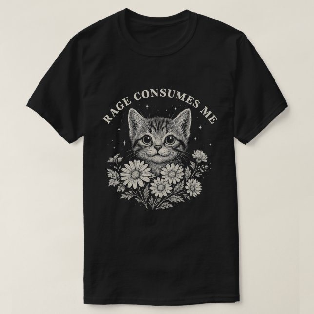 Camiseta Gato Bonito - Gato Engraçado com Flor (Frente do Design)