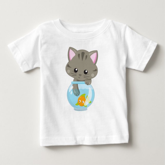 Camiseta Gato Bonito, Gato Pequeno, Gatinho, Gatinho, Bolic (Frente)