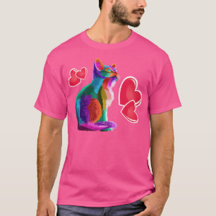 Camiseta Gato Bonito Gift Kitten Amante Colorful Kitten Ado