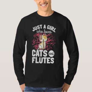 Camiseta Gato Bonito Jogando Flute Player Dizendo Flautista