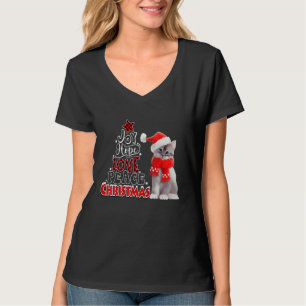 Camiseta Gato Bonito Joy Hope Adorava Árvore de Natal Paz H