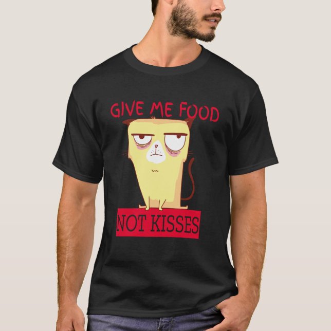 Camiseta Gato bonito me dá comida não beijos (Frente)