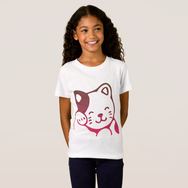 Camiseta Gato Bonito Meninas (Frente Completa)