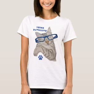 Camiseta Gato Bonito nas Especificações Pense na citação Di
