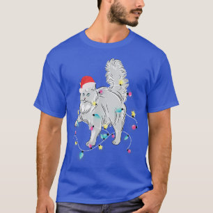 Camiseta Gato bonito no Natal com Luzes de Fada